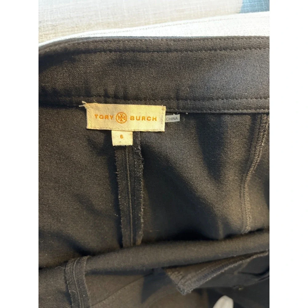 Tory Burch Wool Blend Pants 6 Black Side Zip Tapered Stretch